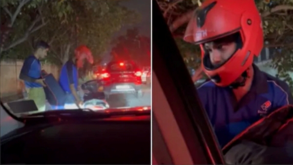 Man Stuck in Bengaluru traffic and order pizza delivered to car 
