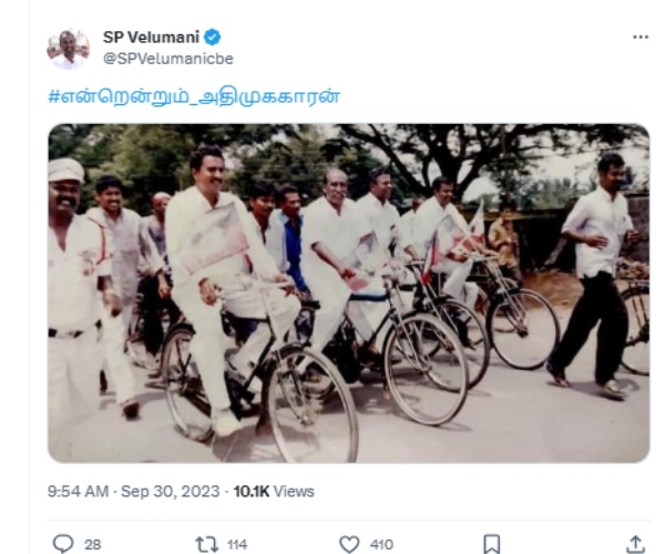  Netizens debate over Senior AIADMK leader SP Velumanis tweet