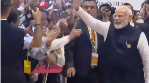 PM Modi Sunday evening visit the International Media Centre at the Bharat Mandapam 