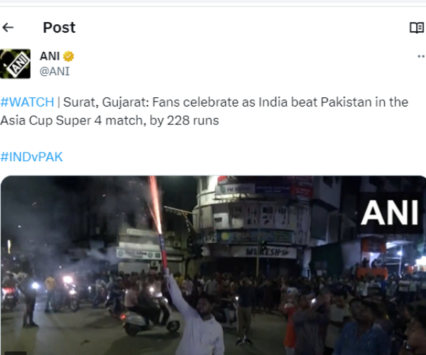Cricket fans celebrate victory of Team India against Pakistan across Nation Cricket fans celebrate victory of Team India against Pakistan across Nation