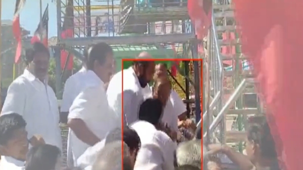  Minister Regupathy fell on the feet of dmk district secretary 