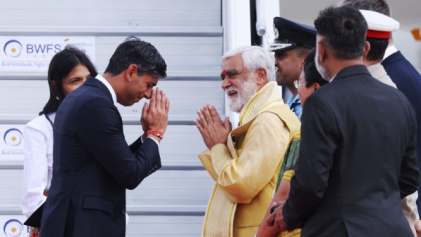 Union Minister Ashwini Kumar Choubey welcomed Rishi Sunak with Jai Siya Ram 