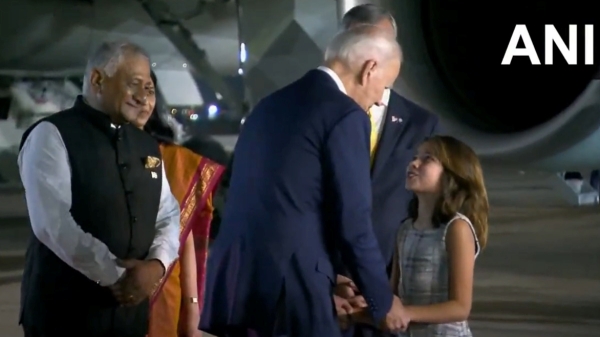 Joe Biden gave warm hug to US ambassidors 12 year old daughter and extended chat, video released
