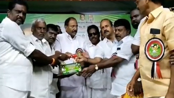  Amid of ADMK Thangamani speech woman goes out from the function in Tiruvallur