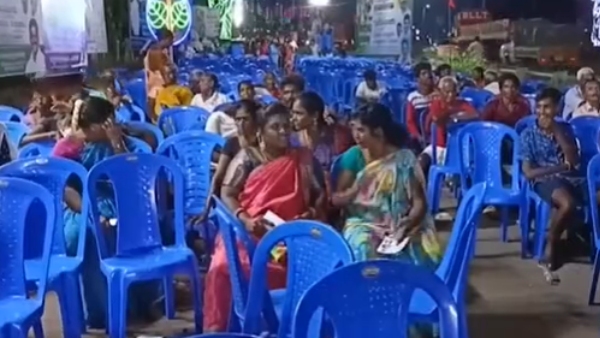  Amid of ADMK Thangamani speech woman goes out from the function in Tiruvallur