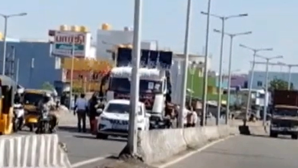 Container lorry with high explosives was stopped on Tiruvottiyur highway in Chennai