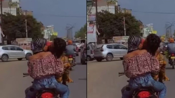  Action against the couple who were kissing on a running bike in Rajasthan 
