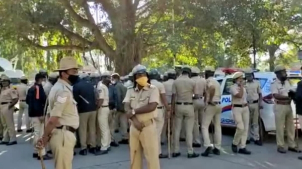 Cauvery dispute : Security has been tightened in areas dominated by Tamils in Bangalore Cauvery dispute : Security has been tightened in areas dominated by Tamils in Bangalore