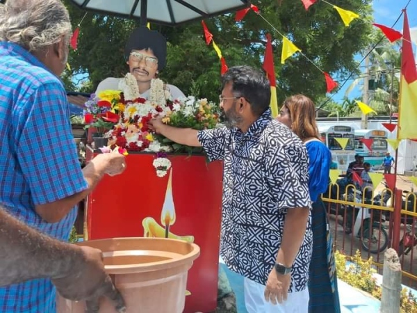 Music Composer Santhosh Narayanan pays tribute to Tamil leader Thileepan in Jaffna 
