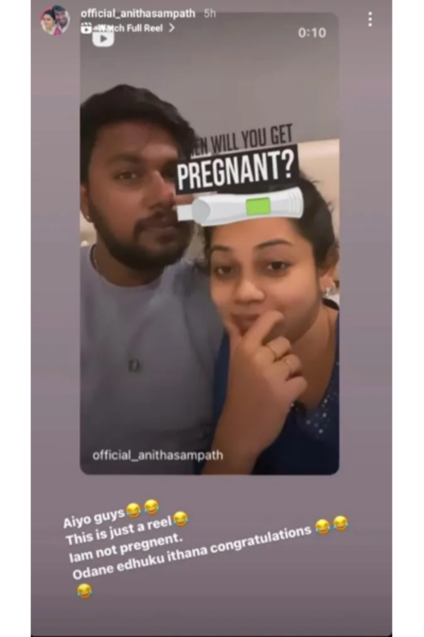  Anitha Sampath claims that she is not pregnant in videoa fan gave an obscene command to her 