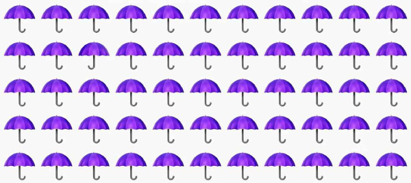 Optical Illusion One umbrella differs from the other umbrellas in the picture