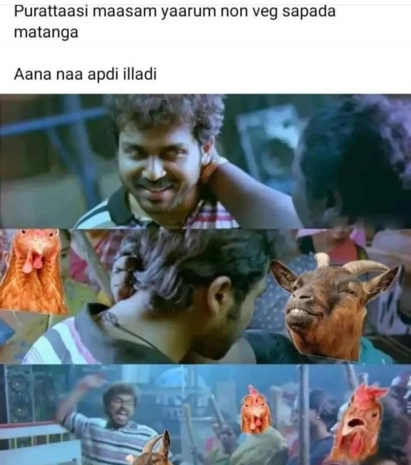Purattasi sunday memes: Funny memes collection on purattasi month sunday 15-10-2023