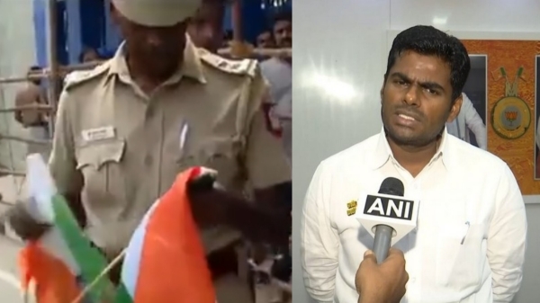 police outside Chepauk stadium disallow fans carrying the Indian flag, BJP Leader annamalai accuses