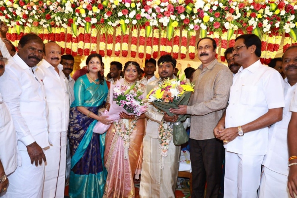 Celebrities who attended the wedding at Minister MRK Panneerselvam house Celebrities who attended the wedding at Minister MRK Panneerselvam house