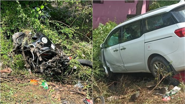 Chennai : 3 people died after a car collided with a two-wheeler on ECR of the Kovalam 