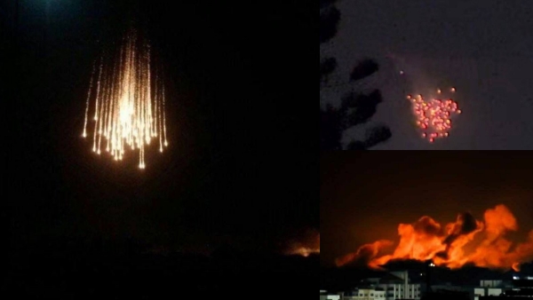 Palestinians shared video that Isreal is using Phosphorus bombs against them 