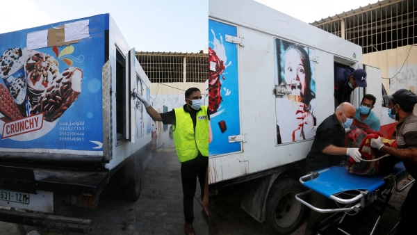  As War in Israel is continuing, bodies stored in ice cream trucks at Gaza 