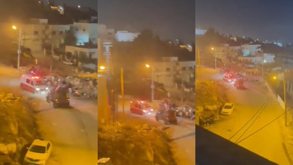 Video: An Israeli military vehicle intentionally obstructing a Palestinian ambulance 