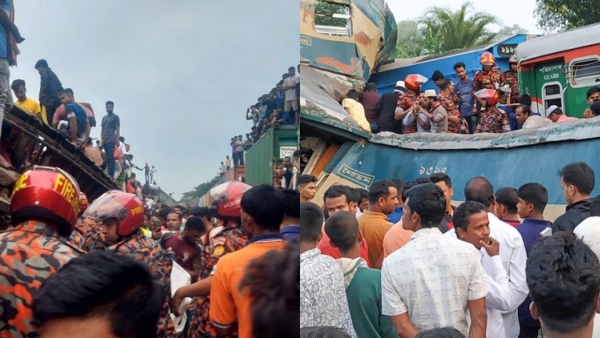 Two trains collided in Bangladesh, 15 dies 100 others injured 