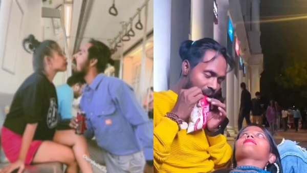 Delhi metro: Couple engages in a cringe act by gushing a drink into each others mouth to make reel 