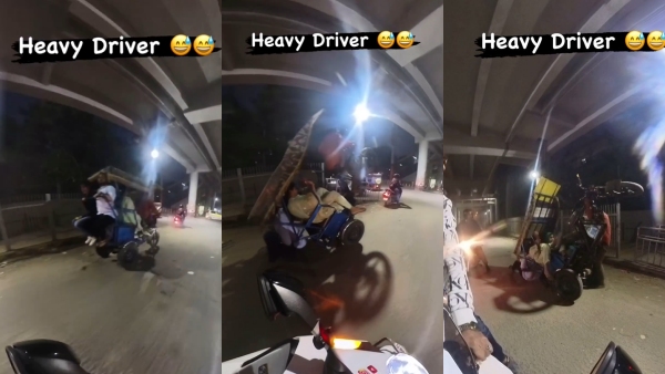 see the Heavy Driver video : E-rickshaw Turns Over Due to Overloaded Passengers in Delhi 