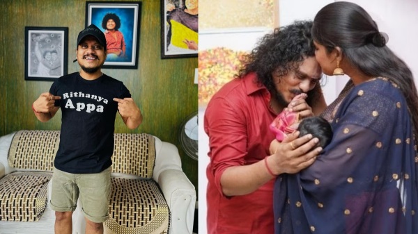 Actor Pugazh is feeling happy to wear a shirt with his daughter name 