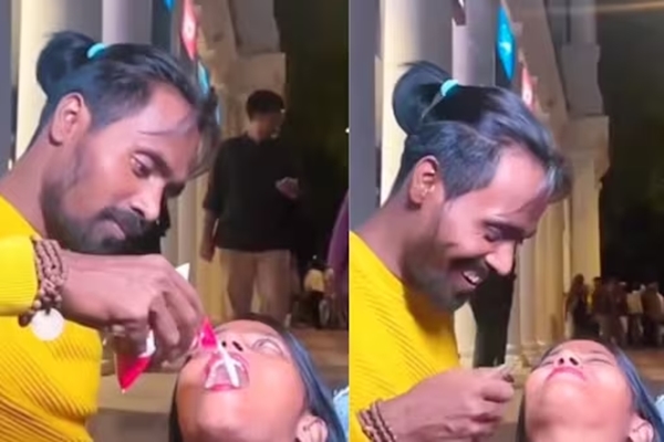 Delhi metro: Couple engages in a cringe act by gushing a drink into each others mouth to make reel 