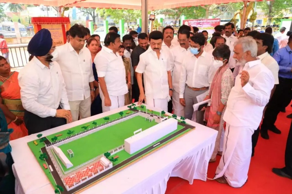 Dream project: Stalin unveiled football court in kolathur constituency Dream project: Stalin unveiled football court in kolathur constituency
