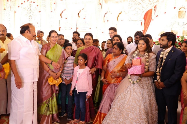 Celebrities who attended the wedding at Minister MRK Panneerselvam house Celebrities who attended the wedding at Minister MRK Panneerselvam house