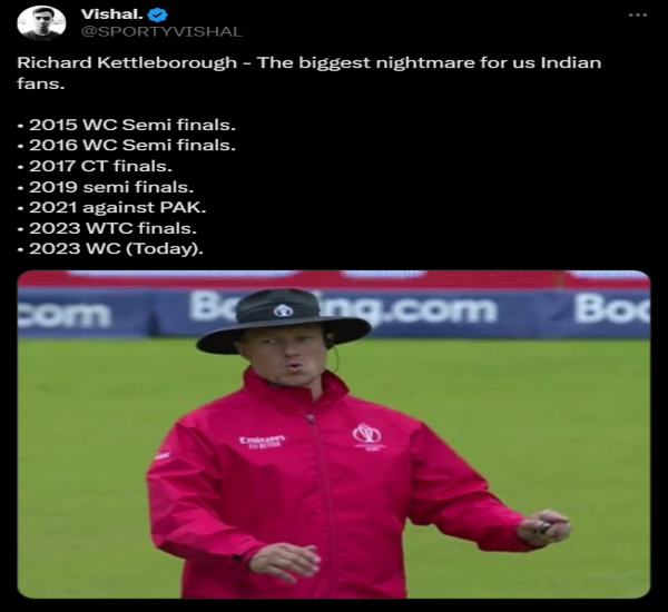 Why netizens are pouring memes on umpire Richard Kettleborough in Australia vs India World Cup 2023 Match?
