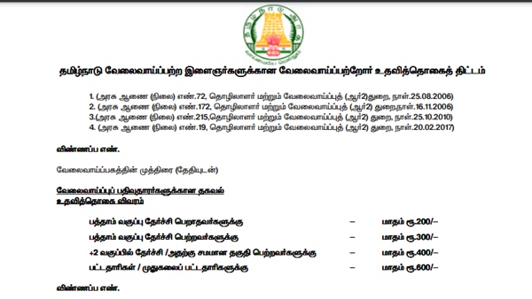 Tamil Nadu Government invites unemployed youth to apply for subsidy Tamil Nadu Government invites unemployed youth to apply for subsidy