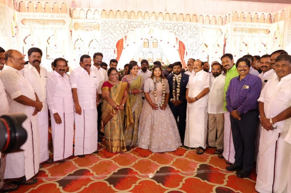 Celebrities who attended the wedding at Minister MRK Panneerselvam house Celebrities who attended the wedding at Minister MRK Panneerselvam house