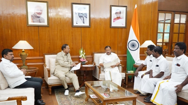 TR Balu met union minister and gave letter of CM Stalin regarding fisherman arrest 