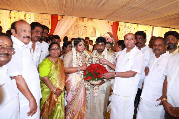 Celebrities who attended the wedding at Minister MRK Panneerselvam house Celebrities who attended the wedding at Minister MRK Panneerselvam house