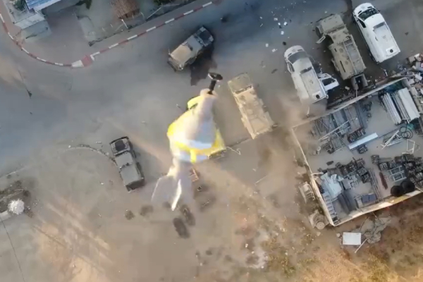 A video of a drone attack by Hamas on Israeli forces has been released 