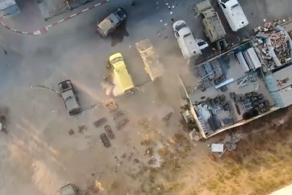 A video of a drone attack by Hamas on Israeli forces has been released 