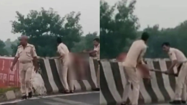 police threw the body of the accident victim in the river instead of taking to hospital in bihar 