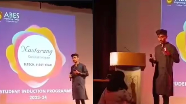 College student says Jai Shri Ram on stage professor asked to leave at Ghaziabad in Uttar Pradesh 