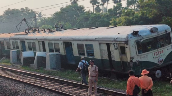 A suburban electric train derailed near Avadi in Chennai 