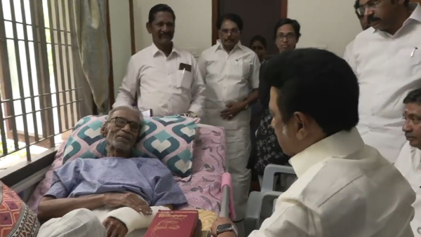 CM MK Stalin meets Pazha Nedumaran in Madurai 