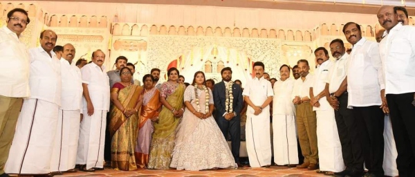 Celebrities who attended the wedding at Minister MRK Panneerselvam house Celebrities who attended the wedding at Minister MRK Panneerselvam house