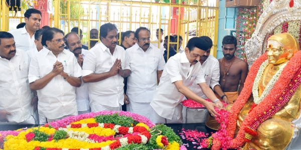 CM M.K. Stalin visited Tamil Desiya Iyakkam founder Pazha Nedumaran at his residence in Madurai CM M.K. Stalin visited Tamil Desiya Iyakkam founder Pazha Nedumaran at his residence in Madurai