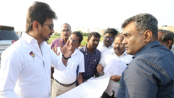 Minister Udhayanidhi Stalin inspected various places in OMR road of chennai and Chengalpattu 