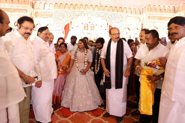Celebrities who attended the wedding at Minister MRK Panneerselvam house Celebrities who attended the wedding at Minister MRK Panneerselvam house