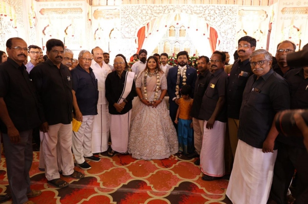Celebrities who attended the wedding at Minister MRK Panneerselvam house Celebrities who attended the wedding at Minister MRK Panneerselvam house