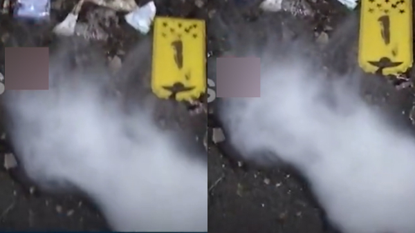 Huge milk like liquid came out of road with heavy smoke in Sivakasi 