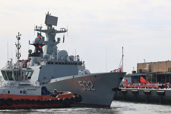 China has been conducting naval exercises with Kuwait and Oman while the US warship is stationed near Gaza 