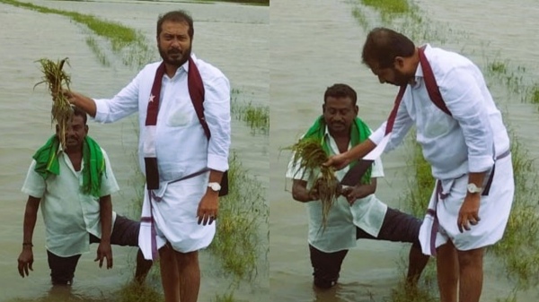 Thamimun Ansari visits rain affected fields in Nagai district 