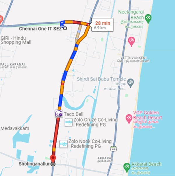 Chennai Rains: Took 2 hours to cross Sholinganallur junction from Chennai One IT Park Chennai Rains: Took 2 hours to cross Sholinganallur junction from Chennai One IT Park