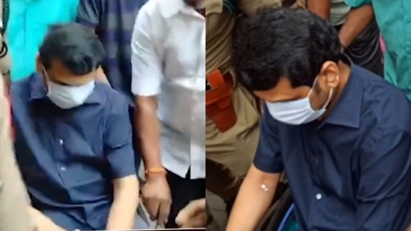 Senthil Balaji was entered into hospital with wheel chair 